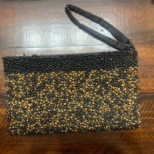Beaded Black and Gold Clutch